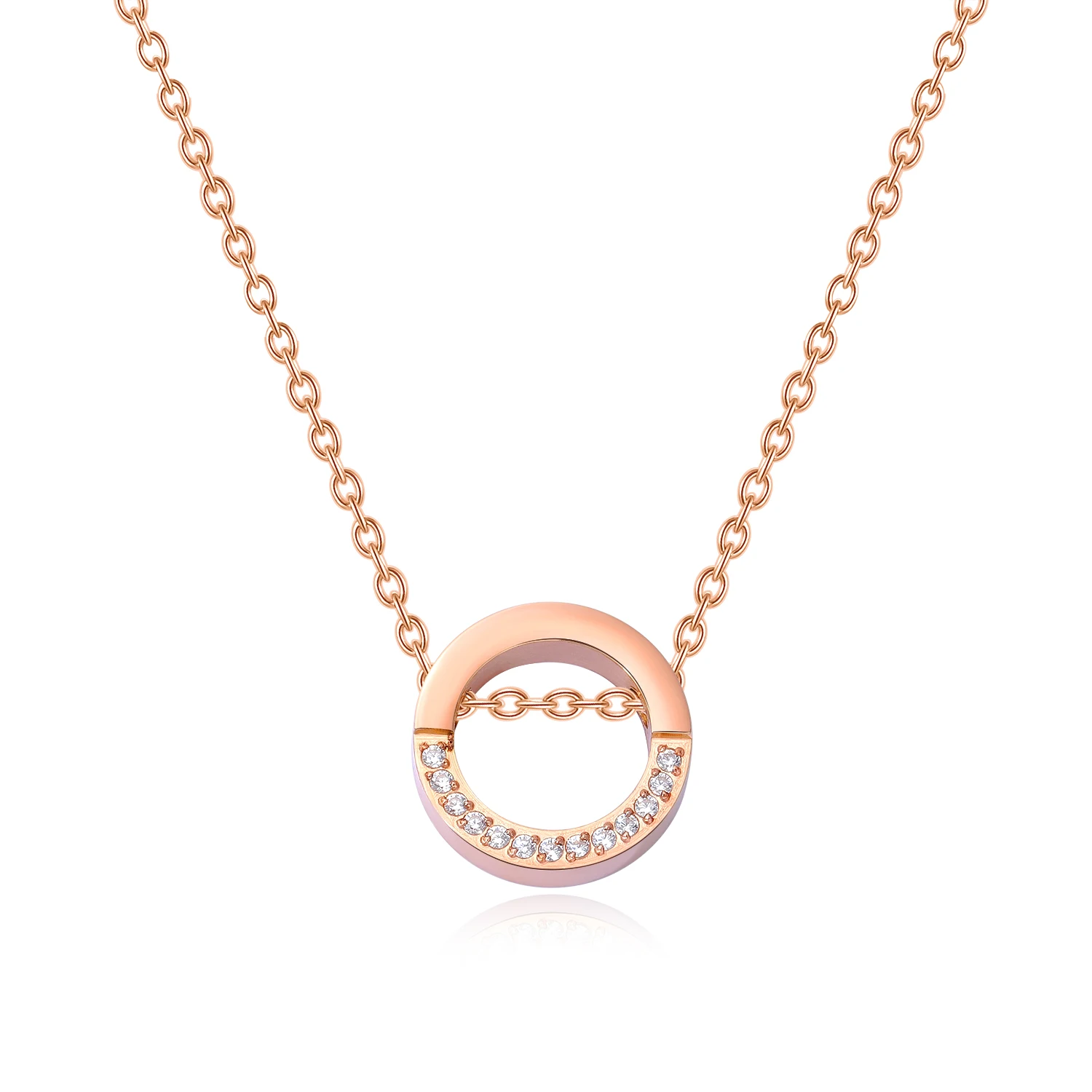 Women Fashion Gold Plated Minimalist Stainless Steel Ring Charm Micro Personalized Zircon Pendant Necklace
Women Fashion Gold Plated Minimalist Stainless Steel Ring Charm Micro Personalized Zircon Pendant Necklace