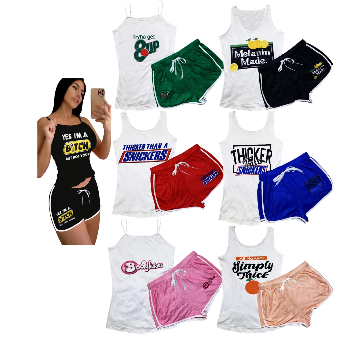 2021 Popular Summer Women Snack Short Set 2 Piece Cartoon Sets Sport Jogger Two Piece Tank Top Short Set
2021 Popular Summer Women Snack Short Set 2 Piece Cartoon Sets Sport Jogger Two Piece Tank Top Short Set