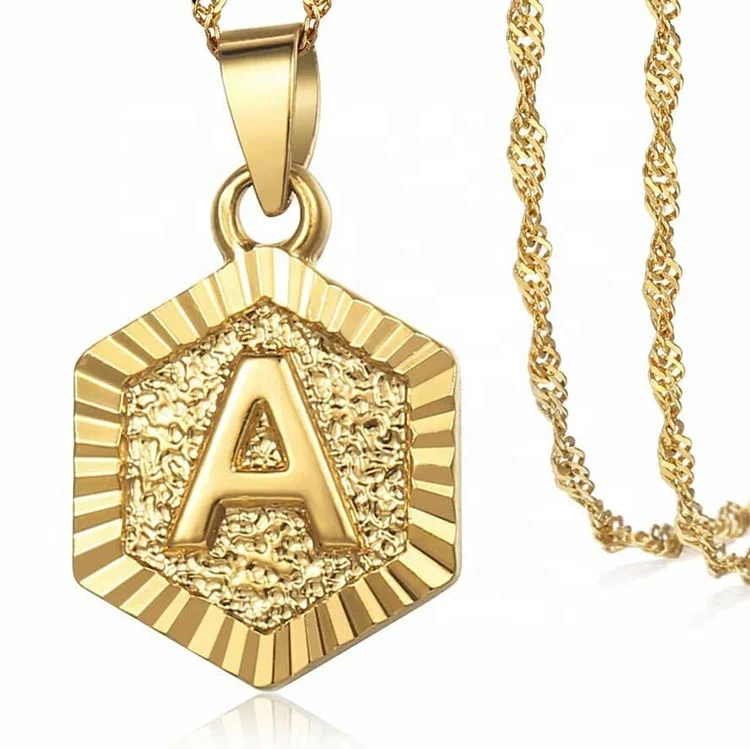 Trendy Design Women Jewelry Stainless Steel Goth Hexagonal Letter Pendant Necklace 18K Gold Plated A-Z Initial Necklaces, Gold color
Trendy Design Women Jewelry Stainless Steel Goth Hexagonal Letter Pendant Necklace 18K Gold Plated A-Z Initial Necklaces, Gold color