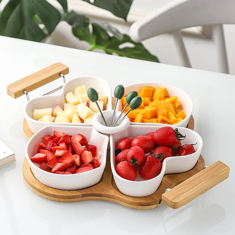 

Ceramic Appetizer Condiment Serving Tray Platter Porcelain Dishes wood Tray Ramekins Dipping Cups Sauce Dish Plate Dessert Bowls