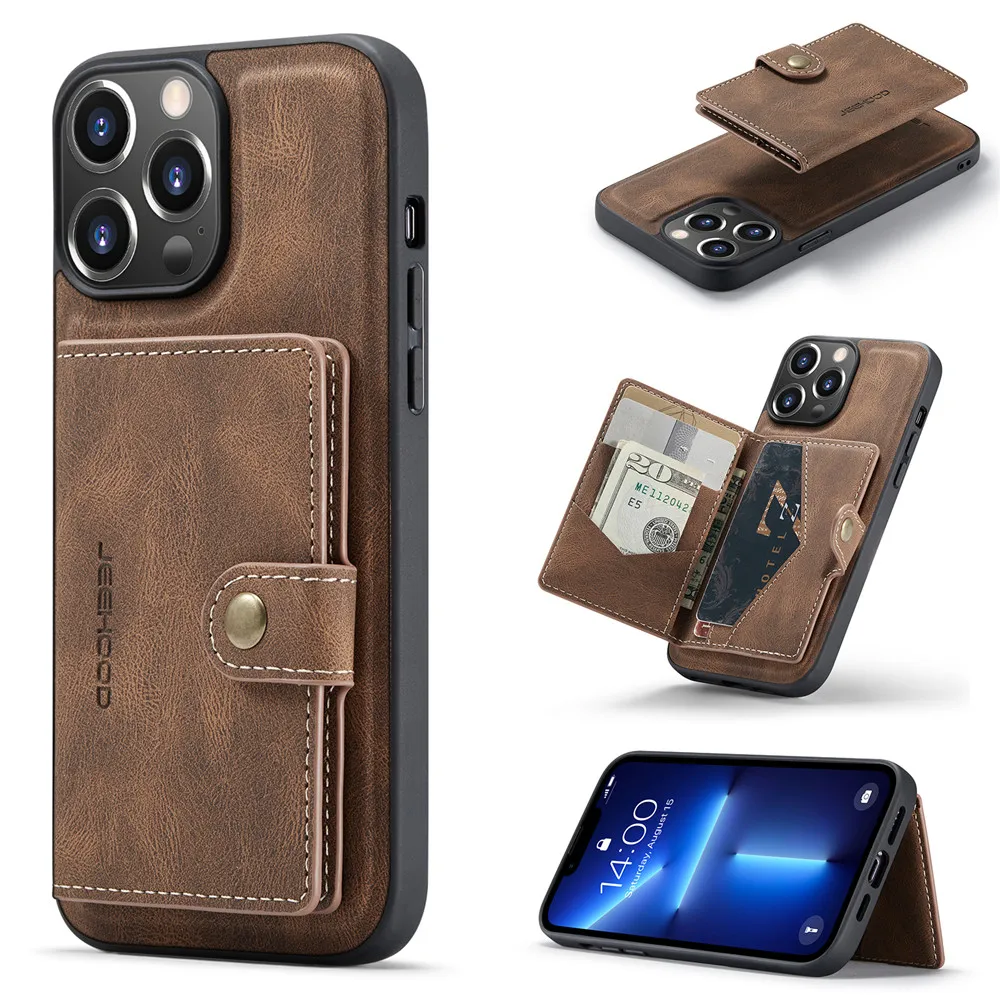 Retro PU Leather Phone Cover for iPhone 2 In 1 Detachable Magnetic Wallet Bag Card Holder Slim Leather Case for iPhone 13 12 11
Retro PU Leather Phone Cover for iPhone 2 In 1 Detachable Magnetic Wallet Bag Card Holder Slim Leather Case for iPhone 13 12 11