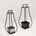 Decor Metal Iron Hanging Flower Pot Lantern Shape Planter Plant Flower Stand Set