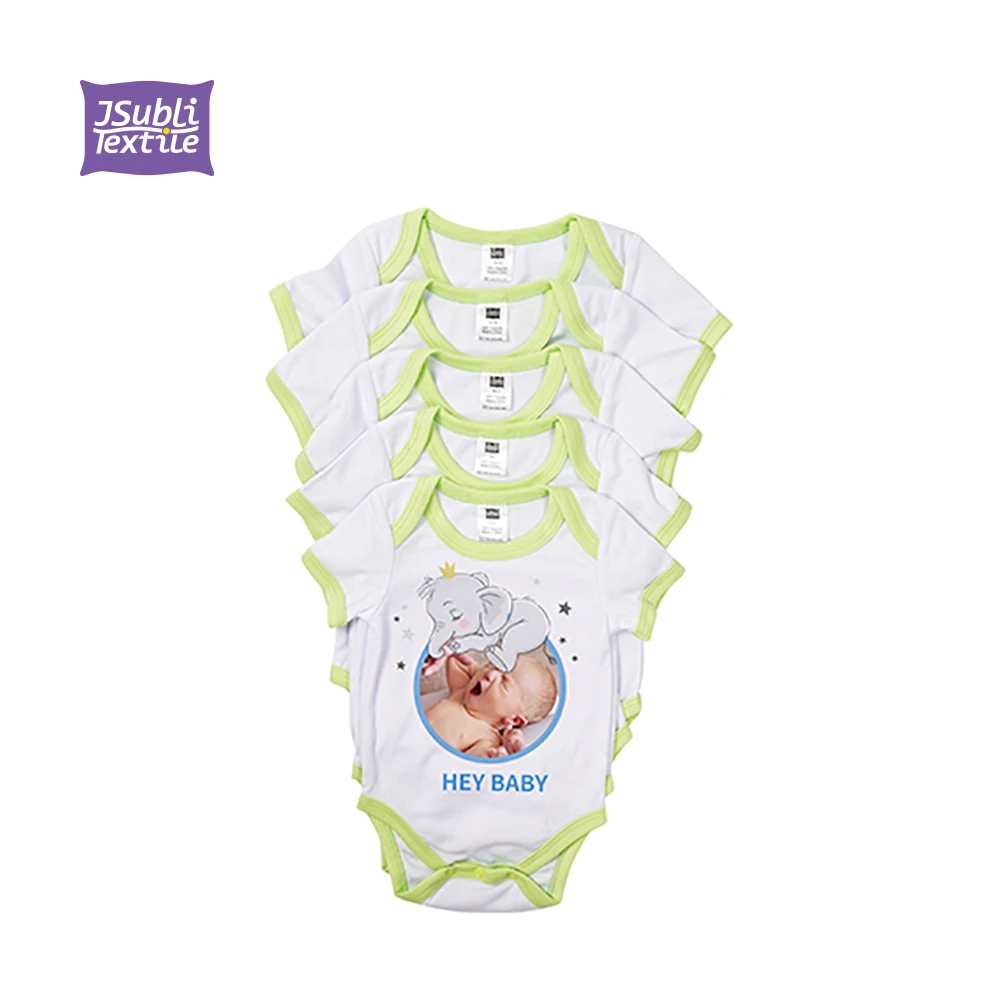 JSubli Textile Custom Hot sale Sublimation Polyester Baby Short Sleeves Baby Clothes Short Sleeves Baby Boys' Rompers, Green edge
JSubli Textile Custom Hot sale Sublimation Polyester Baby Short Sleeves Baby Clothes Short Sleeves Baby Boys' Rompers, Green edge