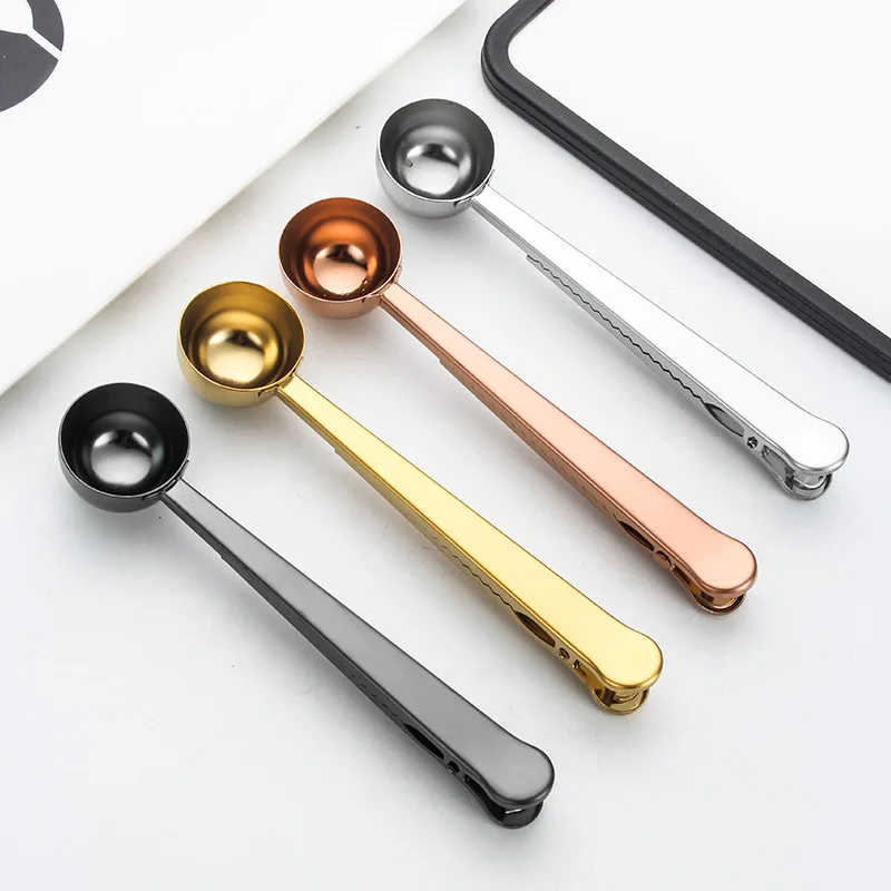 Amazon Product Stainless Steel 2 in 1 Long Handle Spoon Coffee Measuring Spoon With Sealing Clips, Silver/gold/ rose gold/color/black/blue
Amazon Product Stainless Steel 2 in 1 Long Handle Spoon Coffee Measuring Spoon With Sealing Clips, Silver/gold/ rose gold/color/black/blue
