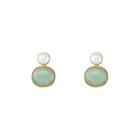 Retro fashion vintage jewelry imitation green jade earring sterling silver pin pearl earrings for girl