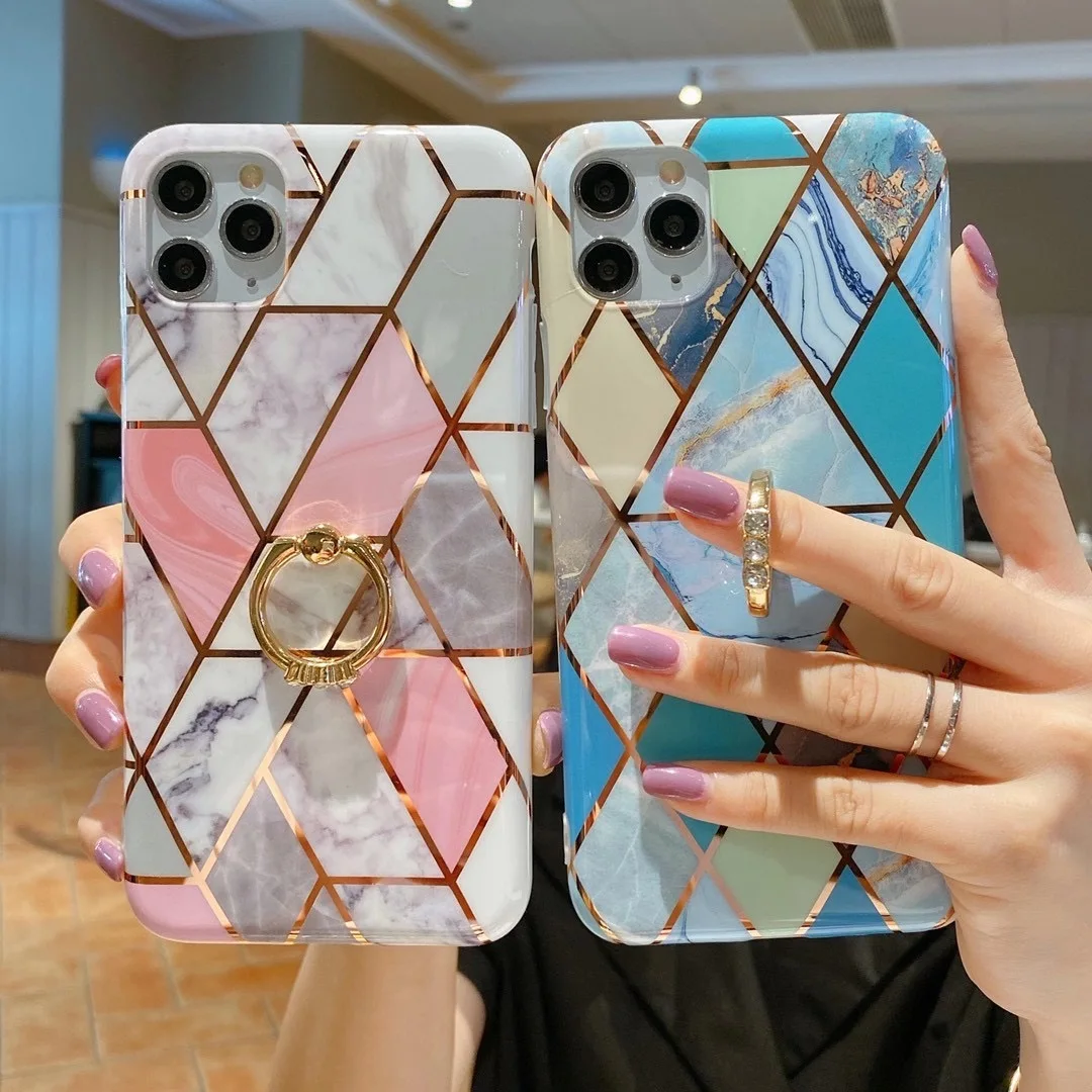 Plating Rose gold Mosaic marble TPU Soft Phone Case for iPhone 12 with Bracket, Colors optional
Plating Rose gold Mosaic marble TPU Soft Phone Case for iPhone 12 with Bracket, Colors optional