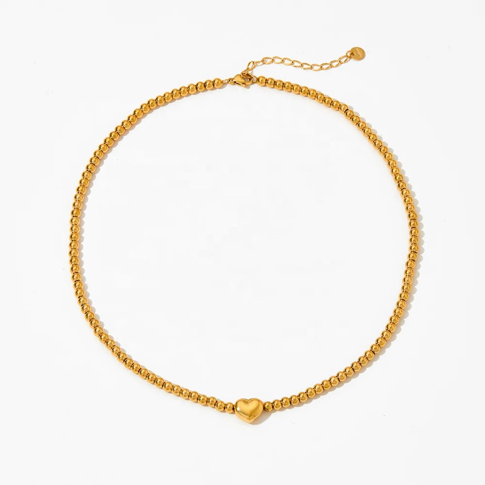 Wholesale Gold Plated Fashion Jewelry Beaded Necklaces Stainless Steel Jewelry Beads Chain Heart Charm Necklace For Women
Wholesale Gold Plated Fashion Jewelry Beaded Necklaces Stainless Steel Jewelry Beads Chain Heart Charm Necklace For Women
