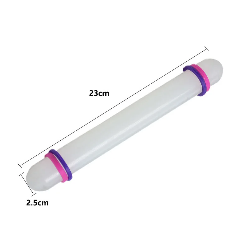 Adjustable 23cm non-stick plastic rolling pin with silicone rubber ring cake fondant roller, White
Adjustable 23cm non-stick plastic rolling pin with silicone rubber ring cake fondant roller, White