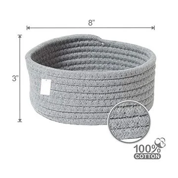 Mini cotton rope basket light grey color hot selling style collapsible hand woven home decor desktop basket 
Mini cotton rope basket light grey color hot selling style collapsible hand woven home decor desktop basket