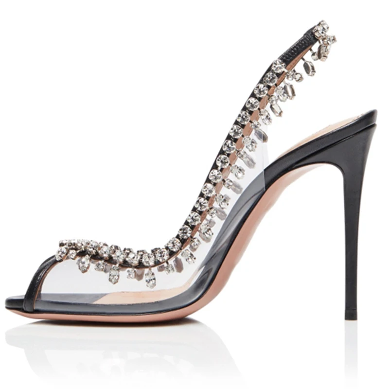 Transparent PVC Crystal Rhinestone Female Bridal High Heels Wedding Party Pumps, Black
Transparent PVC Crystal Rhinestone Female Bridal High Heels Wedding Party Pumps, Black