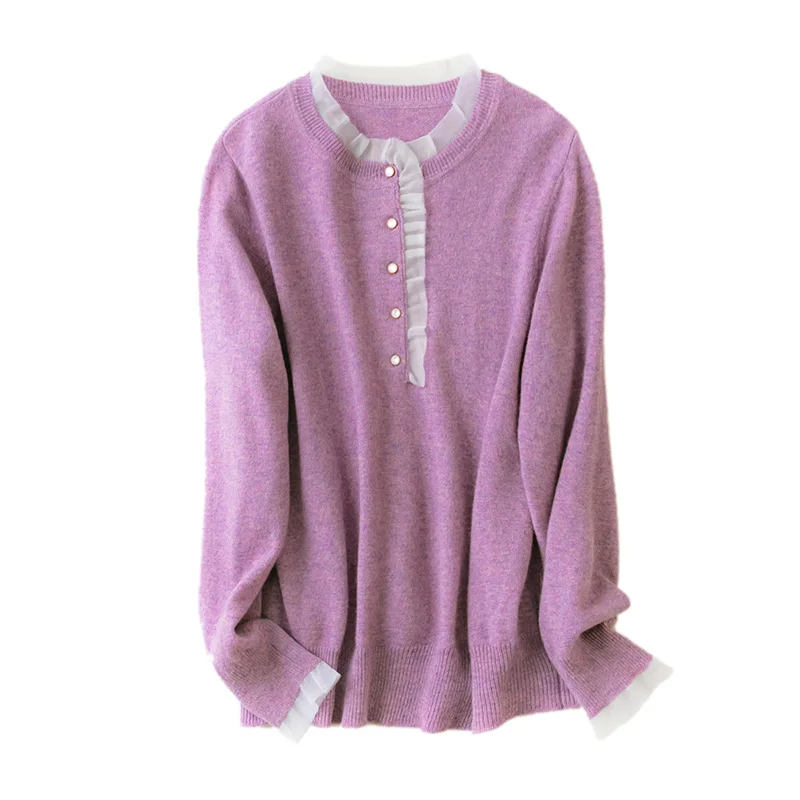 Winter Autumn Ladies Sweaters Lace Decor Knit Jumper 100% Wool Cashmere Women Sweater Sueter
Winter Autumn Ladies Sweaters Lace Decor Knit Jumper 100% Wool Cashmere Women Sweater Sueter
