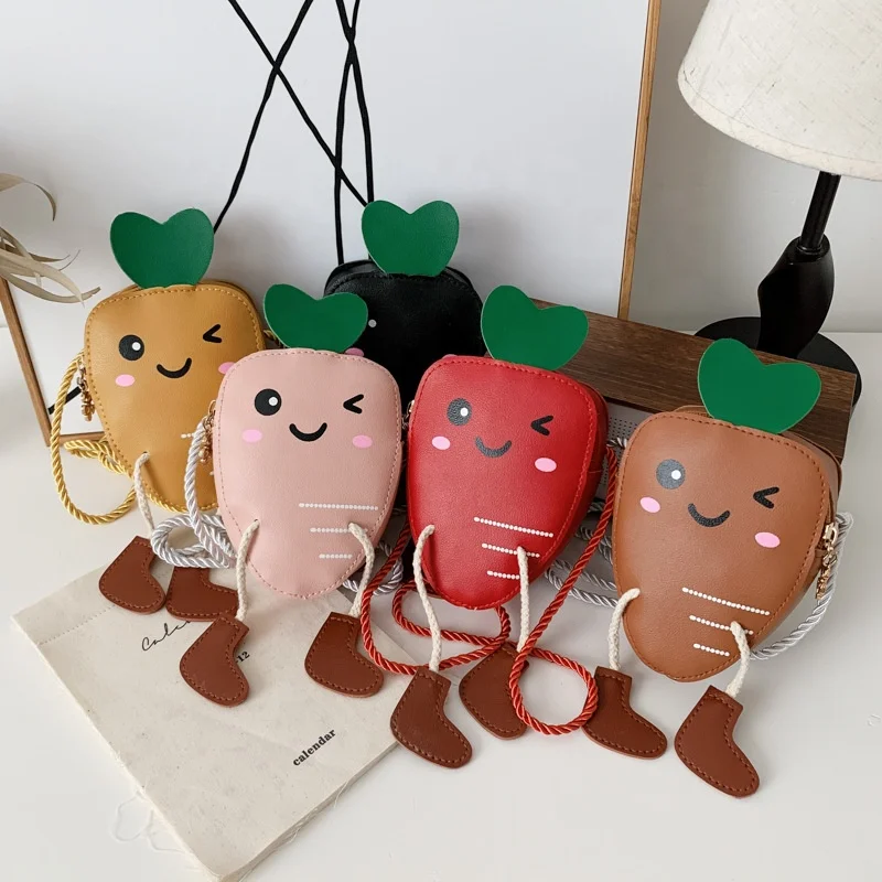 2021 Solid PU Leather Kid jelly Mini HandBag Cross Shoulder Girl Coin Purse Cute Carrot Shape Children Birthday Gift Bags
2021 Solid PU Leather Kid jelly Mini HandBag Cross Shoulder Girl Coin Purse Cute Carrot Shape Children Birthday Gift Bags