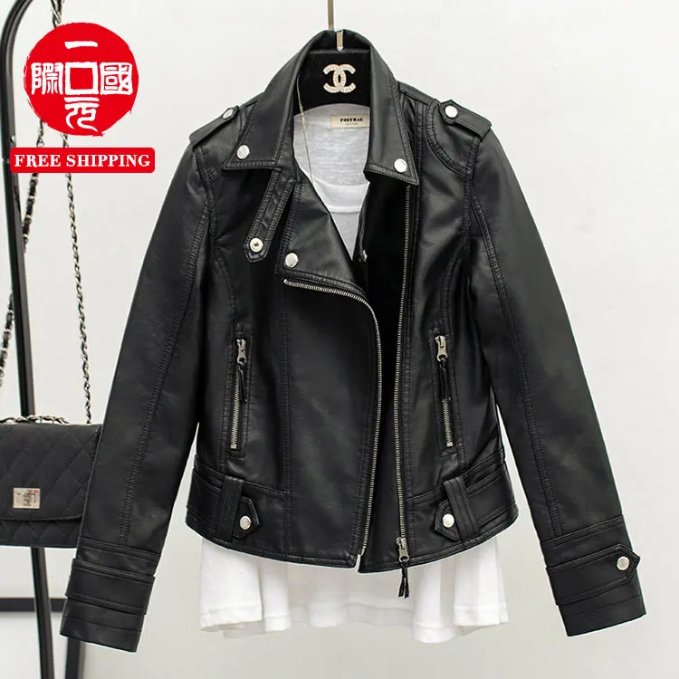 2021 spring and autumn new slim lapel leather jacket women's short locomotive suit
2021 spring and autumn new slim lapel leather jacket women's short locomotive suit