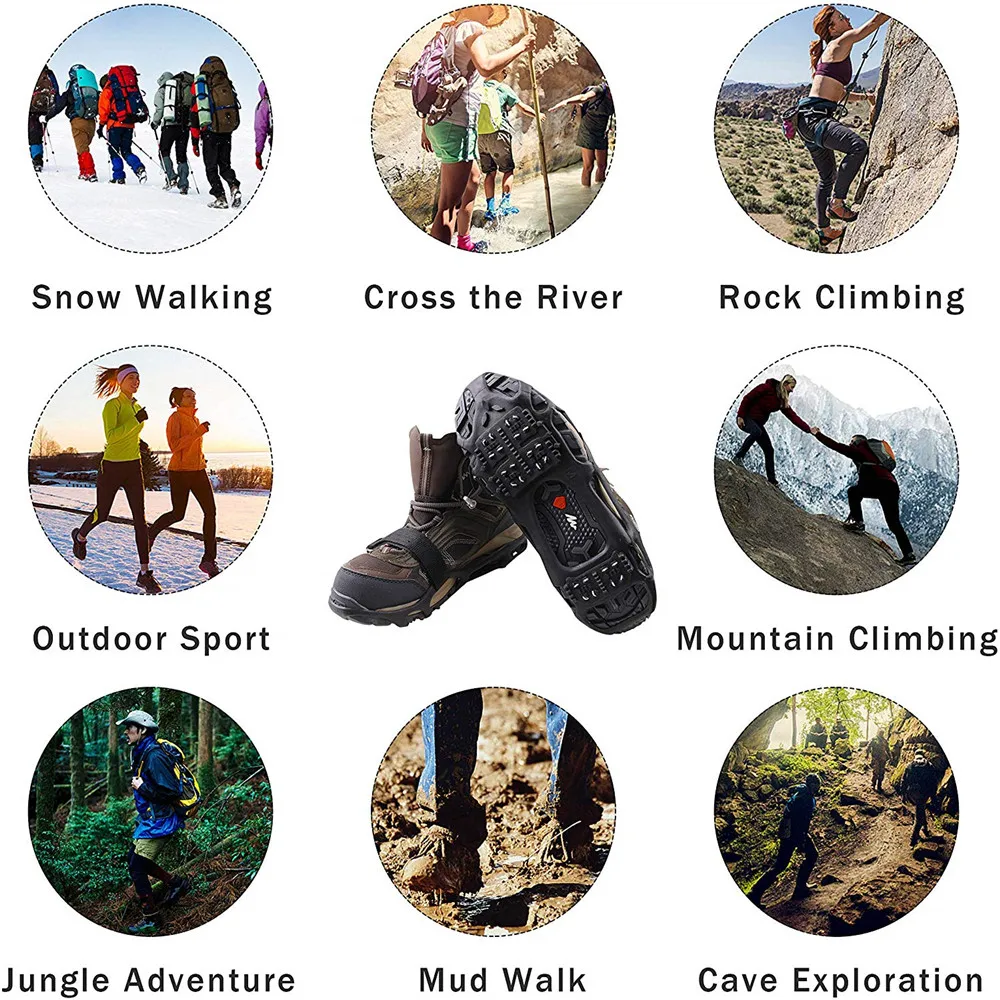 24 spikes non-slip snow ice crampons overshoes boots shoe