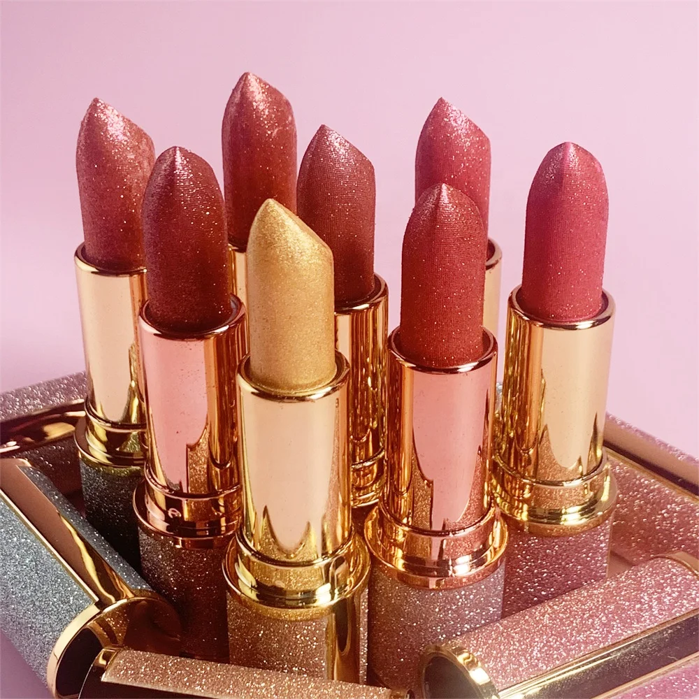 Hot Selling Best Quality Free Samples Customizable High Pigmented No Crack Brown Purple Sheer Sparkle Glitter Matte Lipstick
Hot Selling Best Quality Free Samples Customizable High Pigmented No Crack Brown Purple Sheer Sparkle Glitter Matte Lipstick