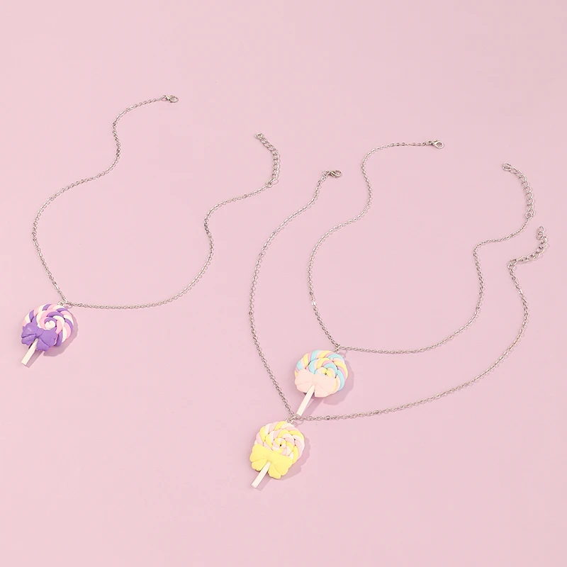 Hot Sale Fashion Cute Charm Lollipop Pendant Colorful Cartoon Silver Chain Necklace For Kids Children Christmas Gifts
Hot Sale Fashion Cute Charm Lollipop Pendant Colorful Cartoon Silver Chain Necklace For Kids Children Christmas Gifts