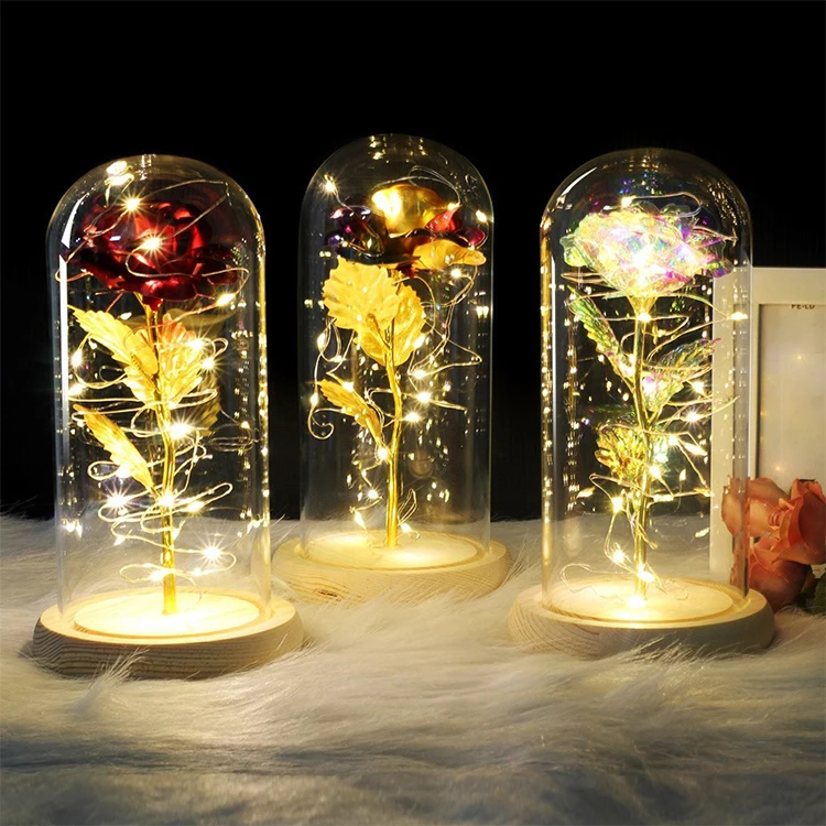 2022 Gold Plated Gold Foil LED Glowing Light Rose Glass Dome Valentine's Day Gift LED Rose Light Christmas
2022 Gold Plated Gold Foil LED Glowing Light Rose Glass Dome Valentine's Day Gift LED Rose Light Christmas