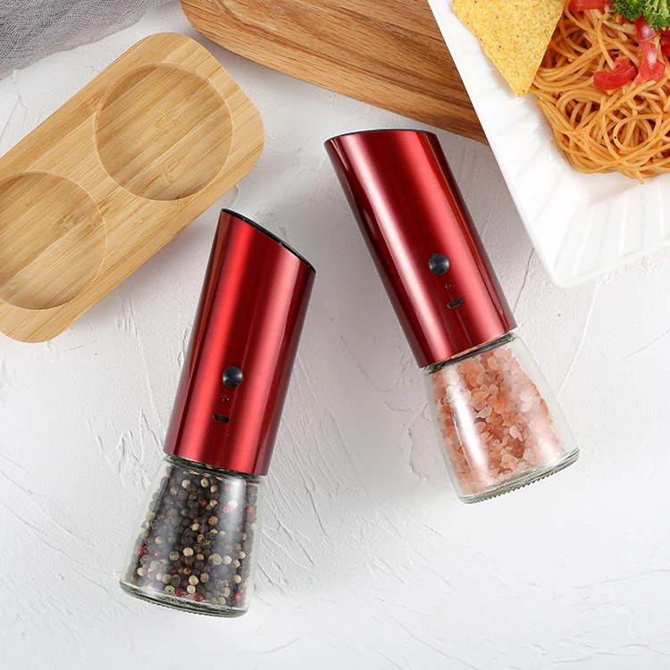 REACH/ROHS/CE Rechargeable Red Stainless Steel Electric Salt and Pepper Grinder Set
REACH/ROHS/CE Rechargeable Red Stainless Steel Electric Salt and Pepper Grinder Set