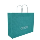 Paper Twist Handle Foldable Flat Bottom Kraft Paper Bag With Logo