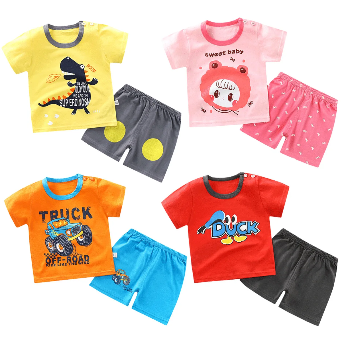 New style 100% cotton Children's short-sleeved T-shirt set Summer clothes for boys and girls Baby cartoon clothes, As picture
New style 100% cotton Children's short-sleeved T-shirt set Summer clothes for boys and girls Baby cartoon clothes, As picture