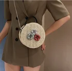 Cheap fashion Vietnam rattan beach round women woven straw tote bag