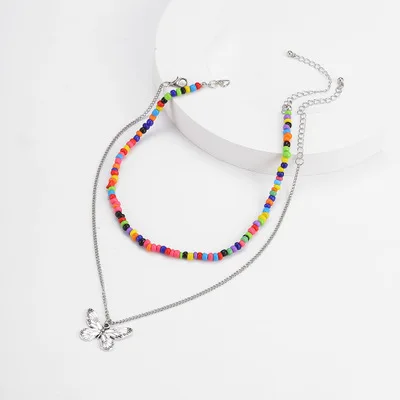 2021 Ethnic Style Colorful Bead Chain Choker Necklace Silver Plated Carved Butterfly Pendant Necklaces
2021 Ethnic Style Colorful Bead Chain Choker Necklace Silver Plated Carved Butterfly Pendant Necklaces