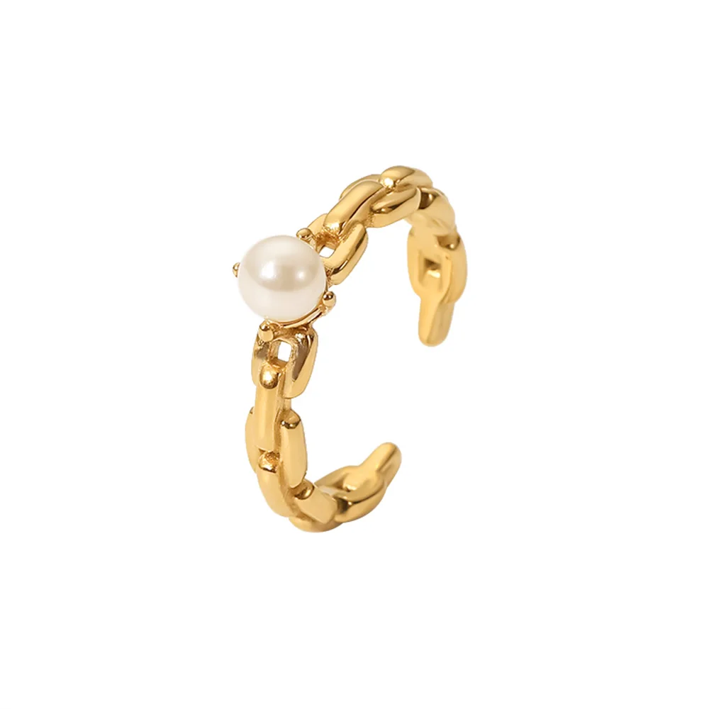 Stainless Steel Jewelry 18K Gold Plated Chain Pearl Open Ring Stainless Steel Adjustable Ring for Girls
Stainless Steel Jewelry 18K Gold Plated Chain Pearl Open Ring Stainless Steel Adjustable Ring for Girls