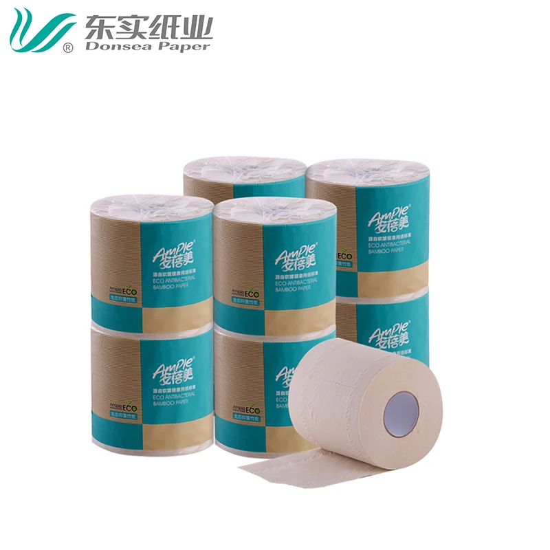 

Toilet Paper Roll Standard Roll Size and Core 4-ply Toilet Tissue Bamboo Pulp 16 Gsm Unbleached 101x112mm Eco-friendly Freely