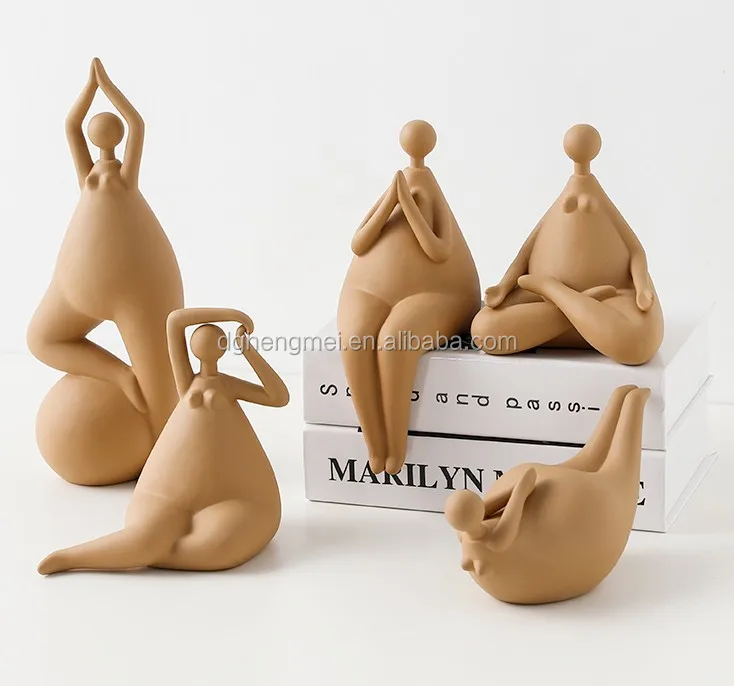 resin sitting yoga fat lady figurines