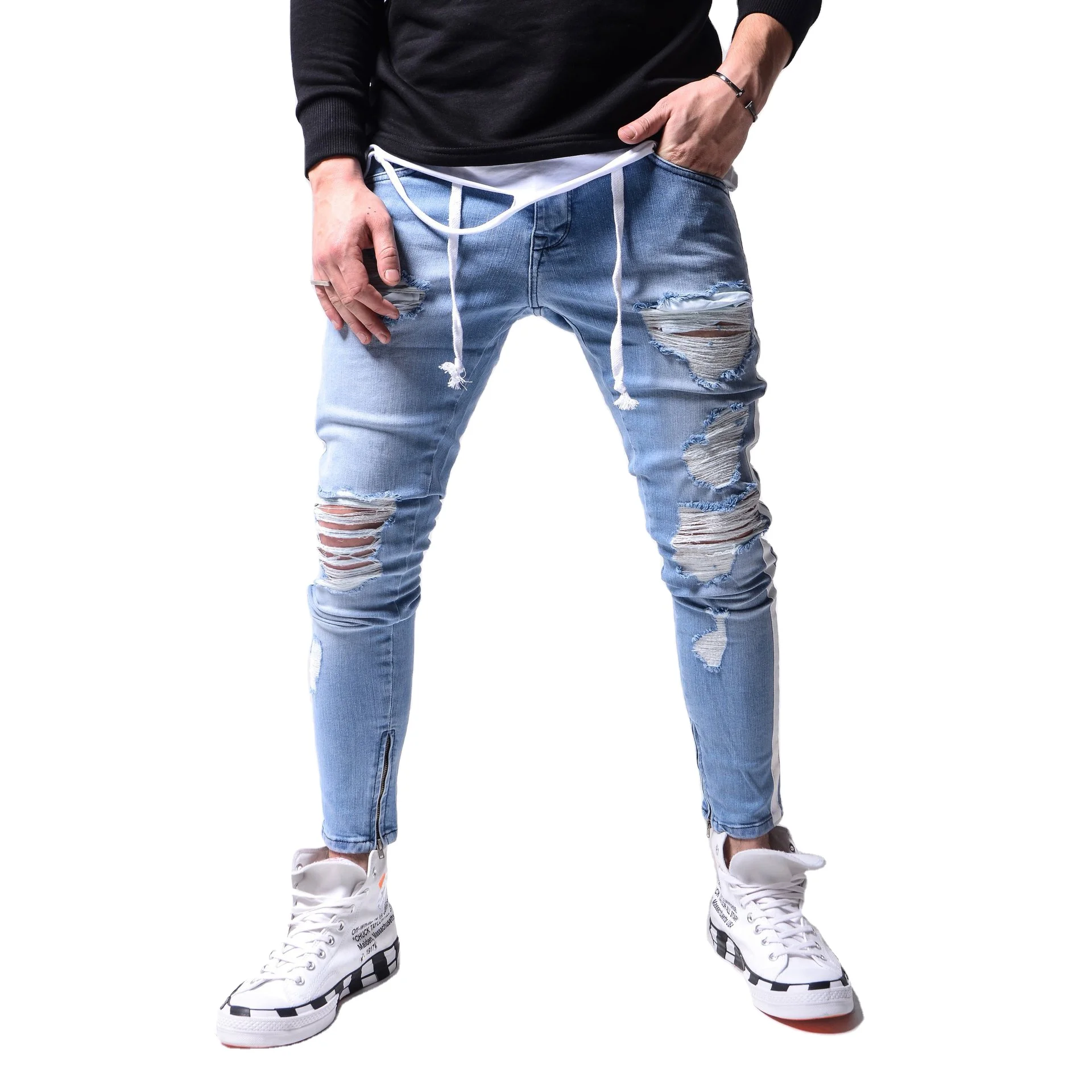 2021 European and American new men's high-end self-cultivation ripped feet Jeans pants new men's Blue and black jeans outfits
2021 European and American new men's high-end self-cultivation ripped feet Jeans pants new men's Blue and black jeans outfits