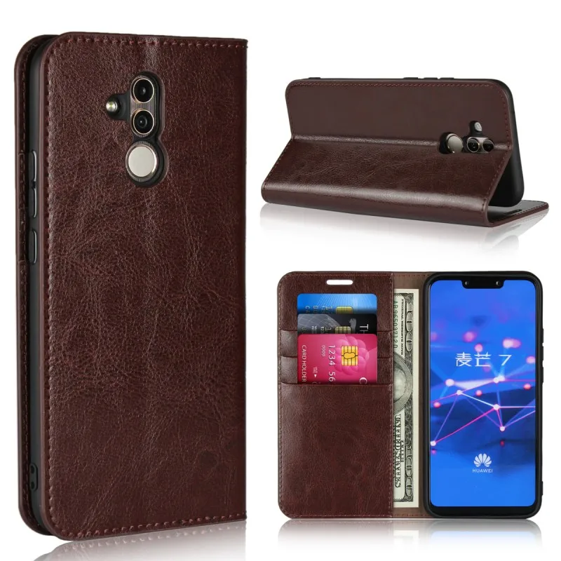 

iCoverCase Cell Phone Genuine Wallet Leather Flip Cover For Huawei Mate 20 Lite Mate 20 10 Pro Mate 8 9 10 Lite Case, Dark brown,light brown,black,red