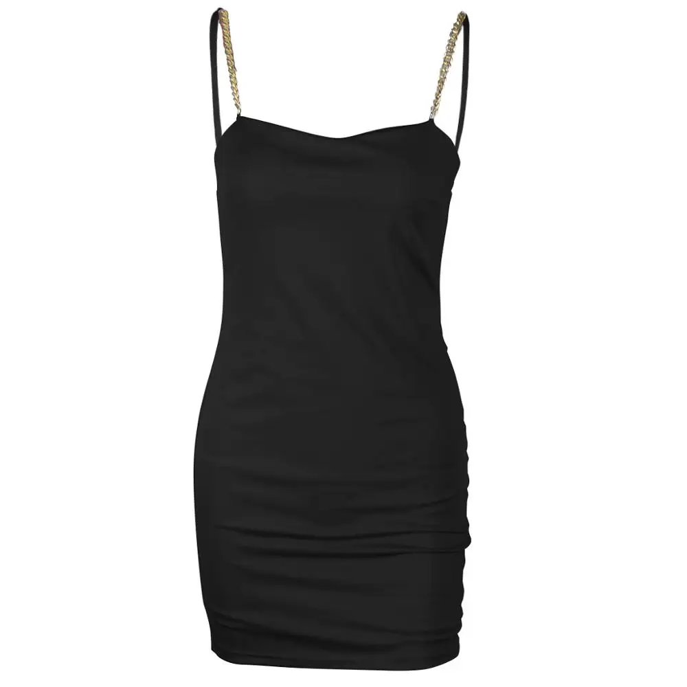 Aselnn Chain Sling Sexy Low-cut Slim Dress Party Bag Hip women dress