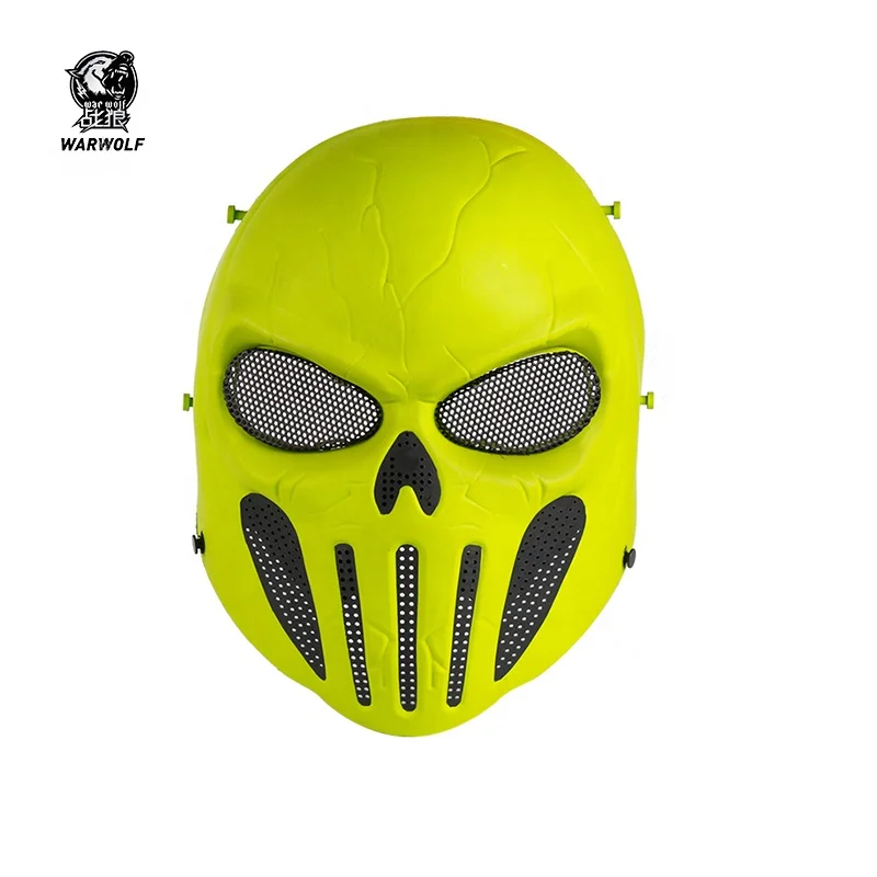 Fashion halloween custom punisher full face tactical paintball games mask with bright color, Green
Fashion halloween custom punisher full face tactical paintball games mask with bright color, Green