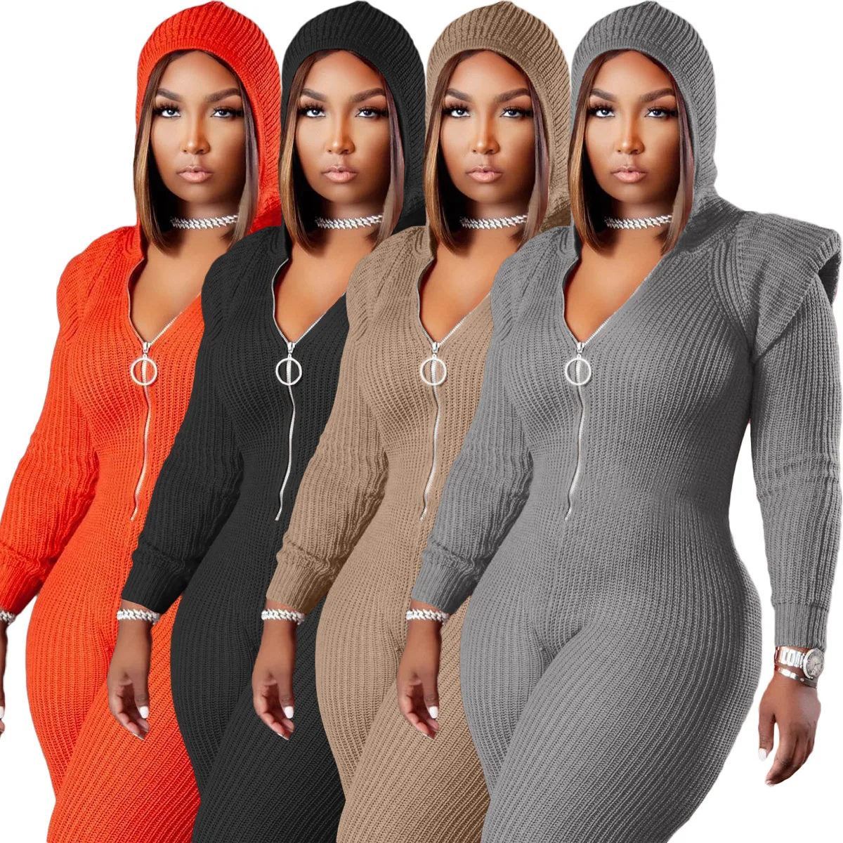 Drop Shipping Fall Winter Women Knitting Zipper Hoddie Bodysuits Casual V Neck Long Sleeve Jumpsuit Fashion Plus Size Romper
Drop Shipping Fall Winter Women Knitting Zipper Hoddie Bodysuits Casual V Neck Long Sleeve Jumpsuit Fashion Plus Size Romper