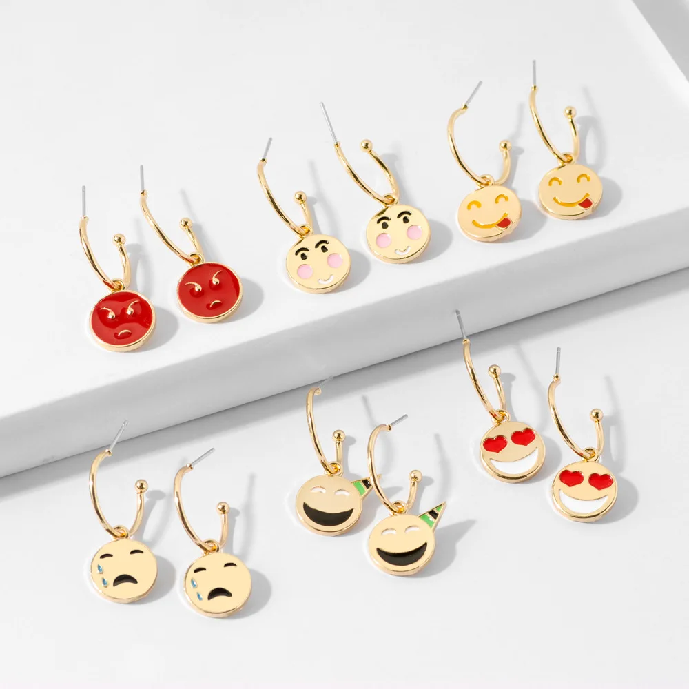 JUHU New fashion all-match dripping expression pendant earrings smiley face love eyes earrings metal alloy jewelry wholesale, Colorful
JUHU New fashion all-match dripping expression pendant earrings smiley face love eyes earrings metal alloy jewelry wholesale, Colorful