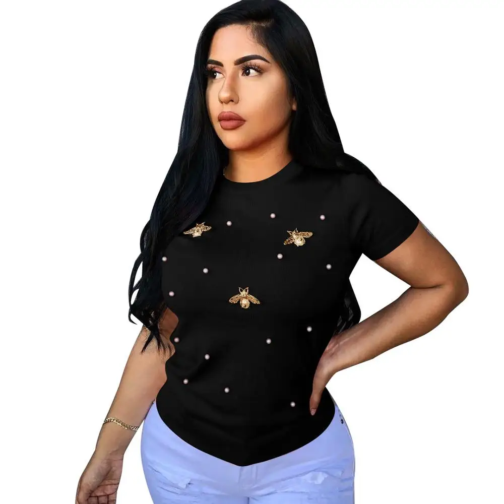 2020 Summer Elastic Plus Size Women Casual O-Neck Short Sleeve beaded butterfly embellished short sleeved Blouse T-shirt
2020 Summer Elastic Plus Size Women Casual O-Neck Short Sleeve beaded butterfly embellished short sleeved Blouse T-shirt