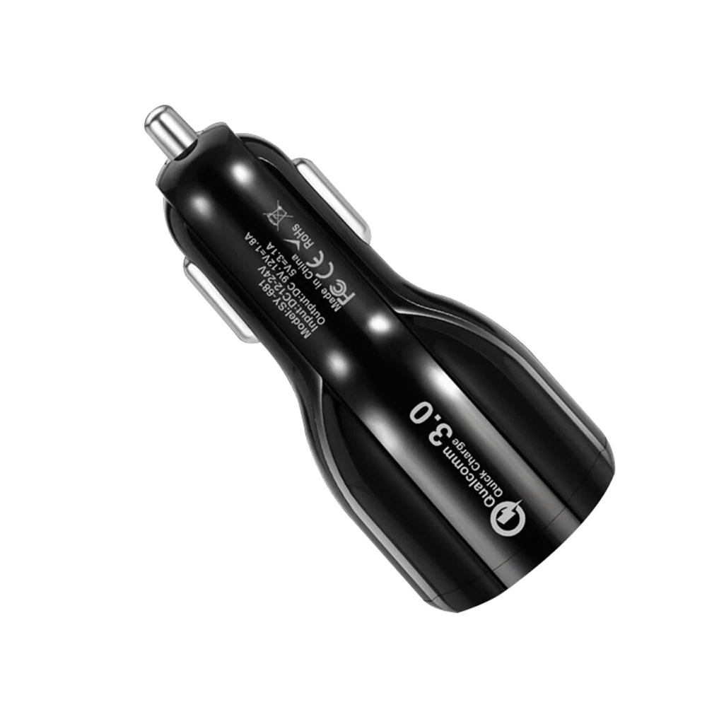 

Qc 3.0 Smart Mobile Phone Electric Dual Usb Battery Car Charger Quick Charge 3.0 2.4A 4.2A 2 In 1, Black / white