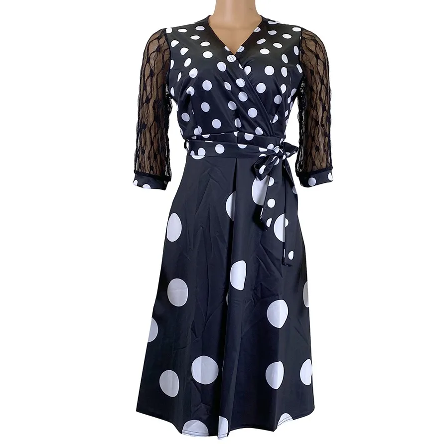 Polka Dot printing lace Patchwork designs sleeve african attire dresses High Waist beach dress, Shown
Polka Dot printing lace Patchwork designs sleeve african attire dresses High Waist beach dress, Shown