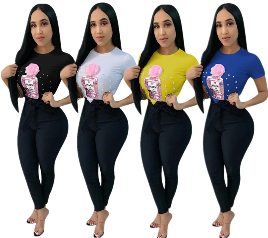 Summer Women'S Pearl Sequin Decal Short Sleeve T-Shirt Tops Blouse Women'S T-Shirts, As picture
Summer Women'S Pearl Sequin Decal Short Sleeve T-Shirt Tops Blouse Women'S T-Shirts, As picture