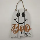 Plaque Children Cute Ghost Shaped Boo To You Wooden Hanging Sign Plaque For Halloween Party