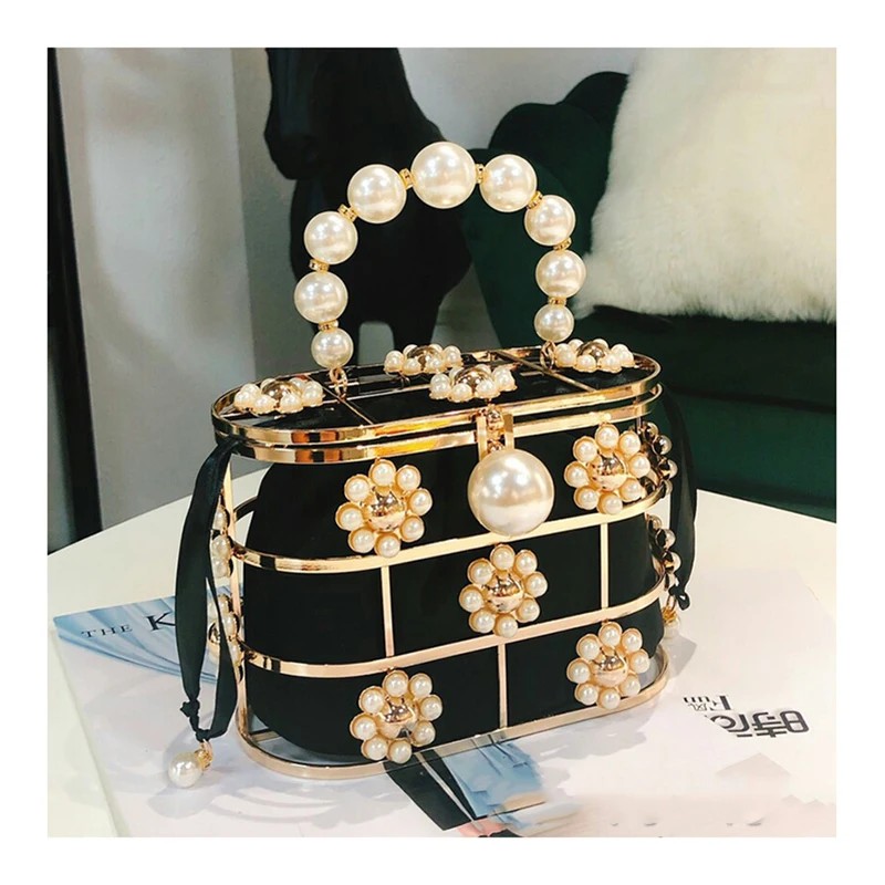 Hollow Out Clutch Bag Handmade Women Handbag Metal Cage Girls Top-Handle Bags Purse Fashion Party Pearls Beaded Evening Tote Bag
Hollow Out Clutch Bag Handmade Women Handbag Metal Cage Girls Top-Handle Bags Purse Fashion Party Pearls Beaded Evening Tote Bag