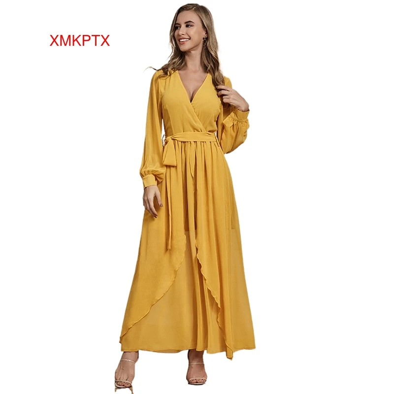 2021 Top Fashion yellow solid color deep v-neck skin-friendly collect waist style Casual Dresses
2021 Top Fashion yellow solid color deep v-neck skin-friendly collect waist style Casual Dresses