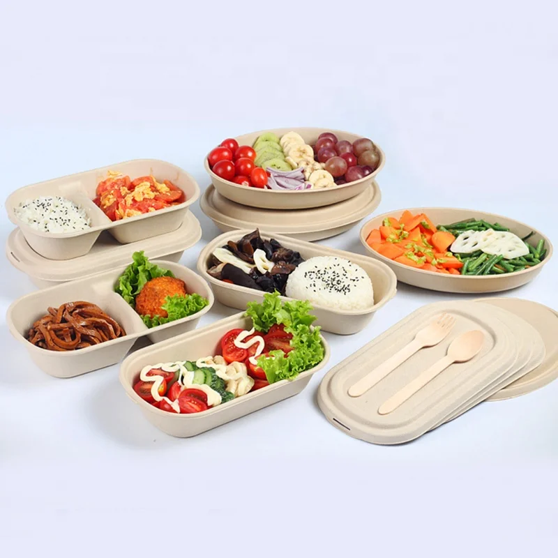 sugarcane pulp paper small microvable 3 compartment disposable hot food storage prep containers microwave 210 ml, White and nature brown
sugarcane pulp paper small microvable 3 compartment disposable hot food storage prep containers microwave 210 ml, White and nature brown