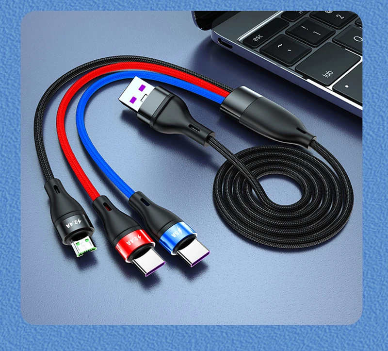 Fast charge one drag three data cable charging cable 40W65W flash charging 5A mobile phone charging cable, Black, red, purple
Fast charge one drag three data cable charging cable 40W65W flash charging 5A mobile phone charging cable, Black, red, purple