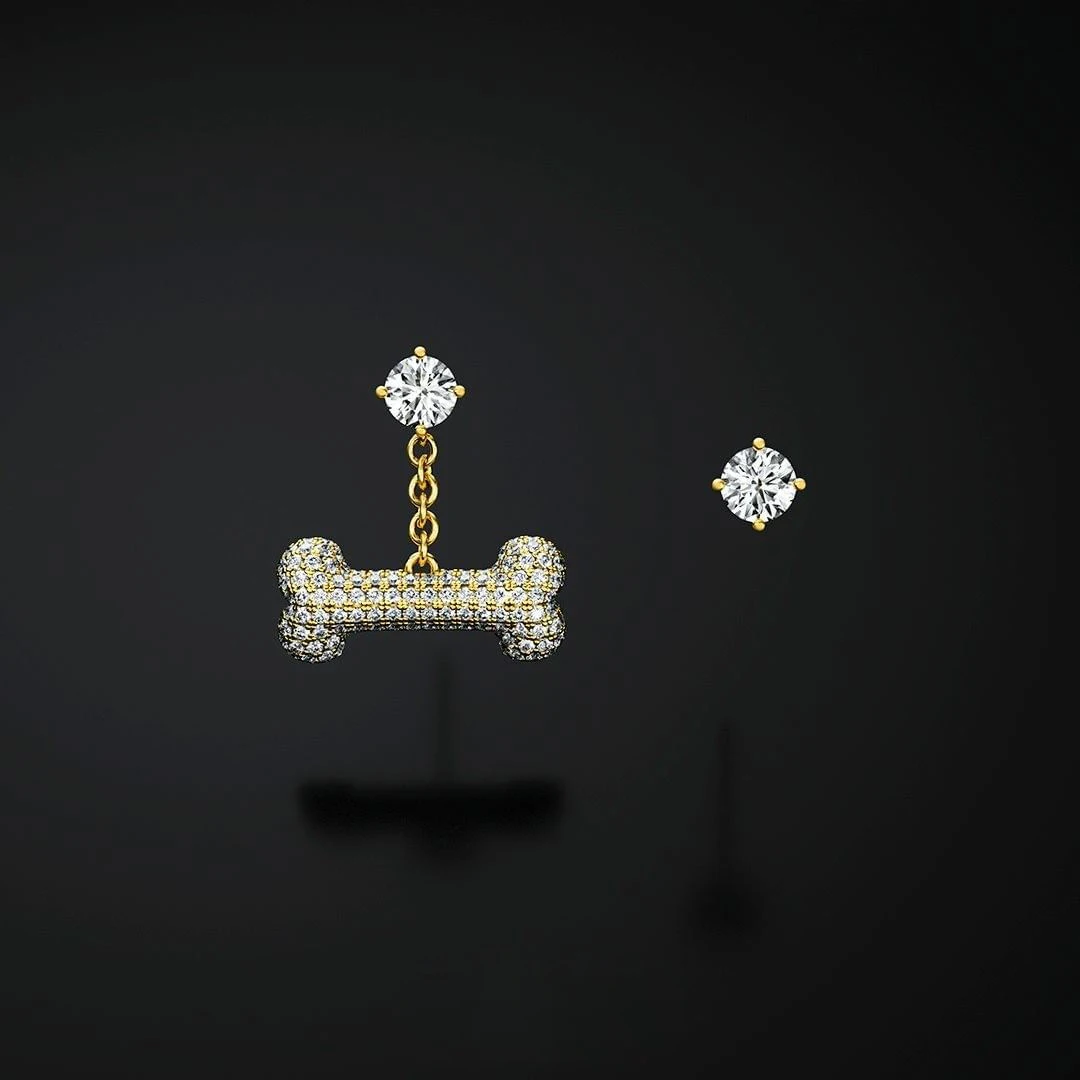 iced out bling micro pave cz jewelry 18k gold rhoidum plated cz dog bone charm dangle earring, Rose gold
iced out bling micro pave cz jewelry 18k gold rhoidum plated cz dog bone charm dangle earring, Rose gold