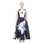 Latest fashion high quality a line ladies long dresses sleeveless blue color