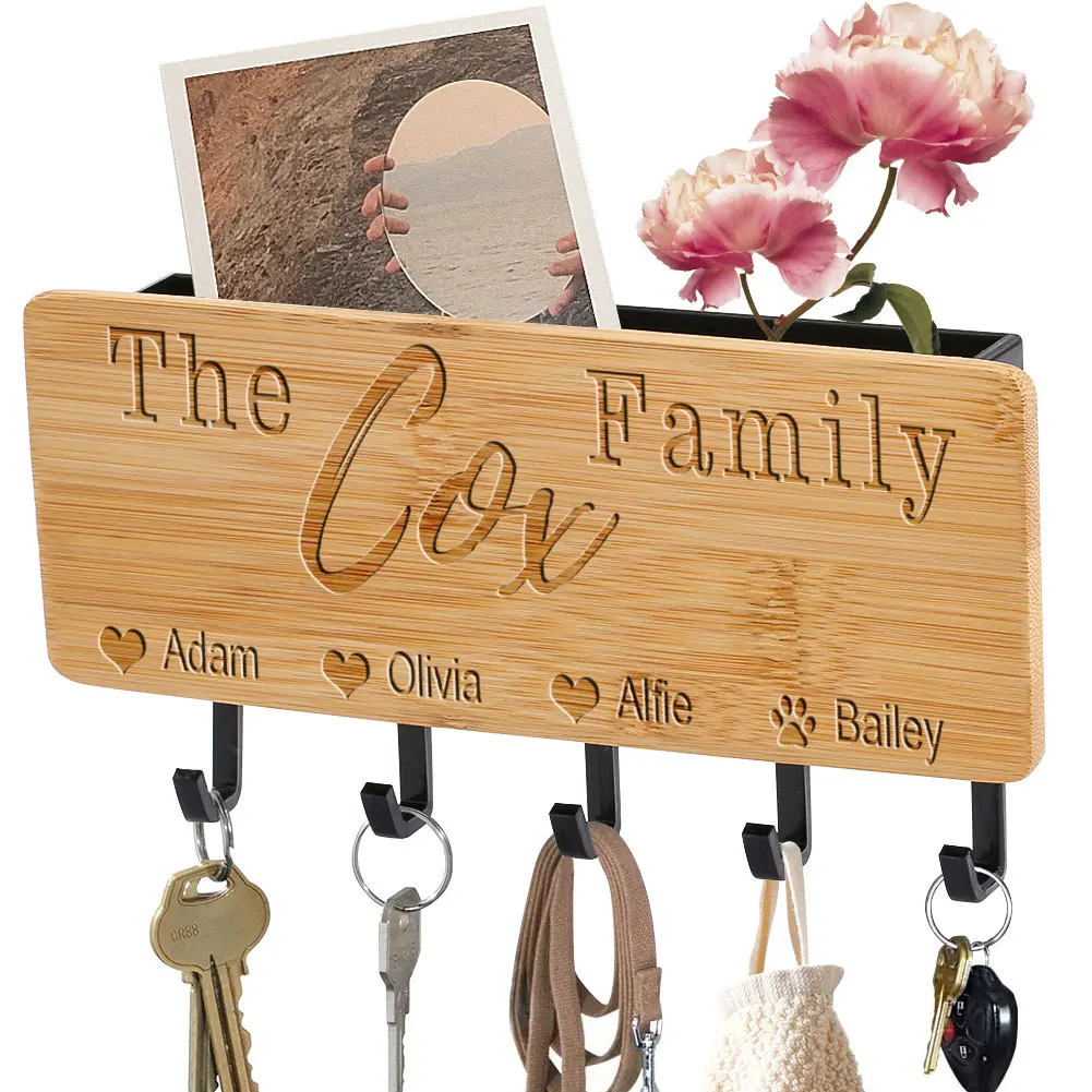 Custom Key Wall Hanger Engraved Bamboo Wood Key Chain Hanger Storage Box Sundry Wall Door Back Holders, Customized color
Custom Key Wall Hanger Engraved Bamboo Wood Key Chain Hanger Storage Box Sundry Wall Door Back Holders, Customized color