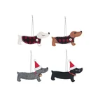 Holiday hanging decoration pendant salchicha navidad sausage dog christmas tree ornament with santa hat