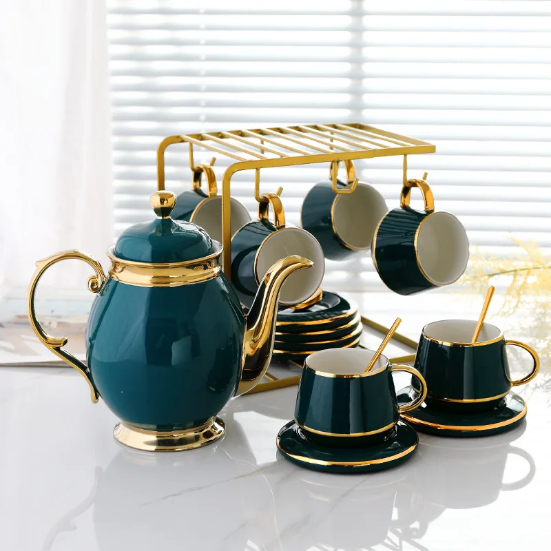 High Quality Tableware Set Gold Cup And Saucer With holder Spoon Europ Ceramic Coffee Cup Tea Pot Set Ceramic, As picture
High Quality Tableware Set Gold Cup And Saucer With holder Spoon Europ Ceramic Coffee Cup Tea Pot Set Ceramic, As picture