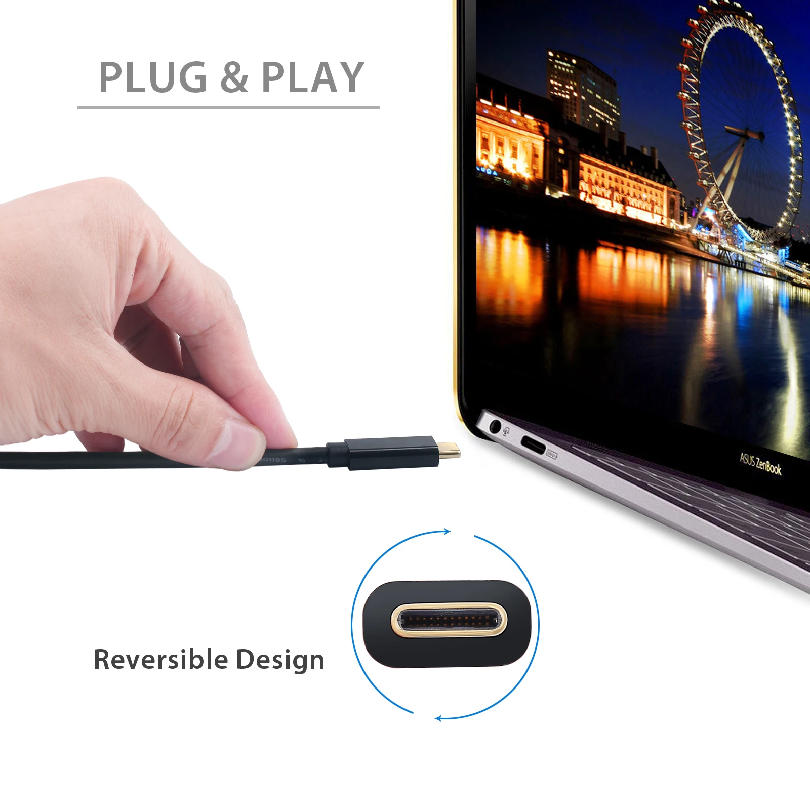 USB3.1 C TO HDMI 4K Type C to HDMI Cable HDMI Adapter Thunderbolt 3 for Huawei P20 Mate 10 Pro MacBook Pro Air ipad Pro - ANKUX.COM